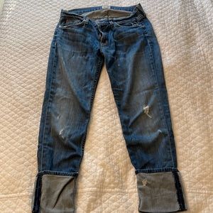 Hudson cropped hemmed jeans